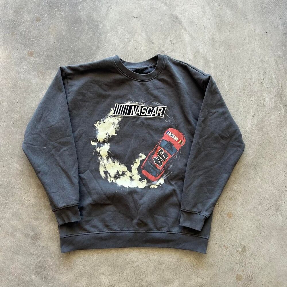 Nascar Men's Grey and Black Sweatshirt